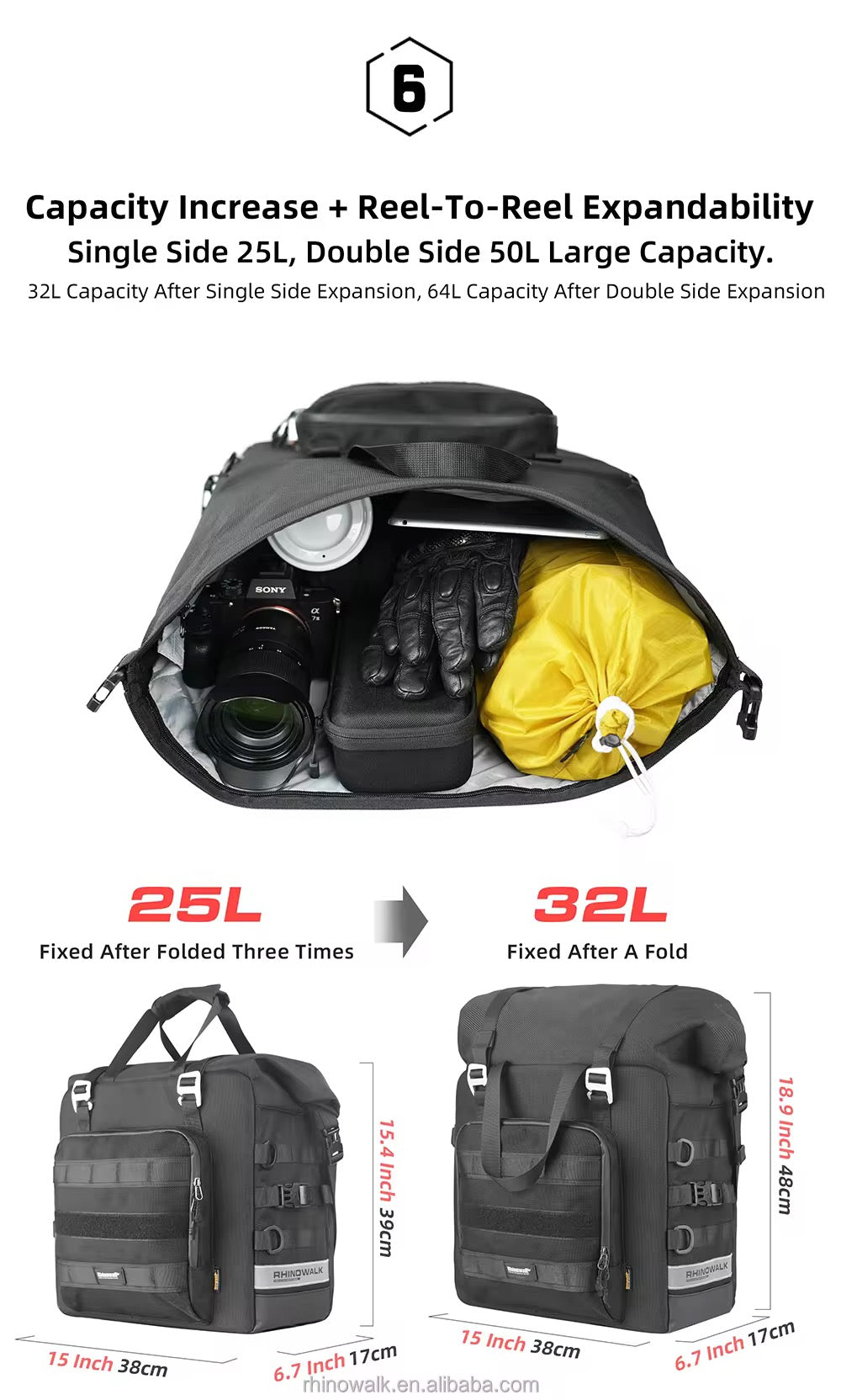Wasserdichte Motorrad-Seitentasche 25 L.