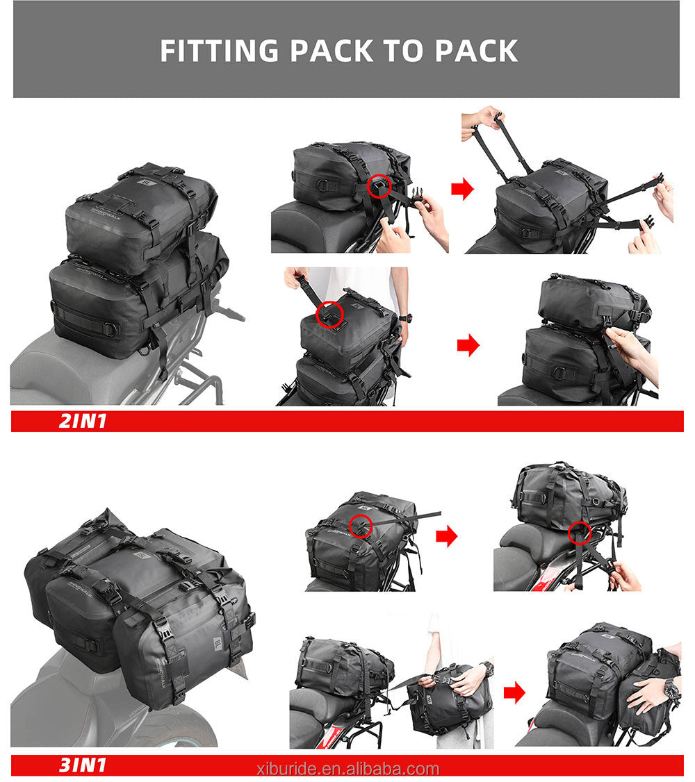 Motorrad-Satteltasche "Rhinowalk" 30 L schwarz, wasserdicht, strapazierfähig