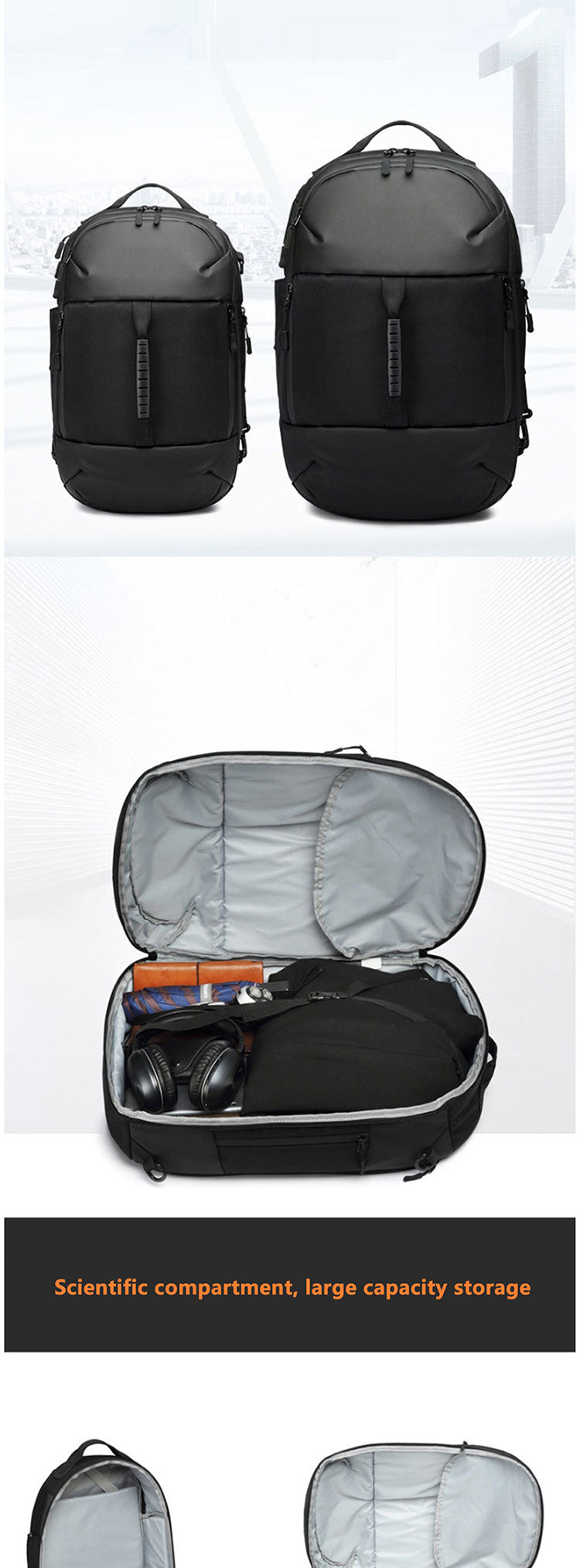Reisetasche-Rucksack für Business, wasserdicht, 65 L