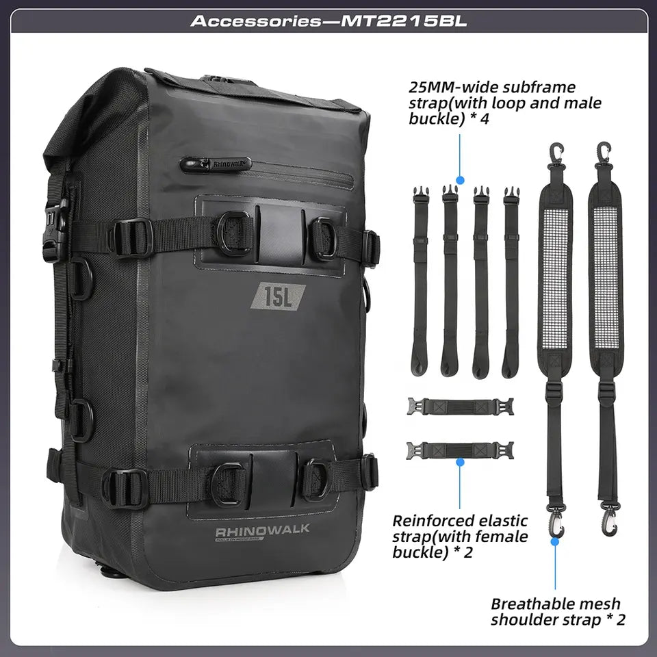 Motorradtasche 15 L, "Rhinowalk" zuverlässig, wasserdicht und strapazierfähig