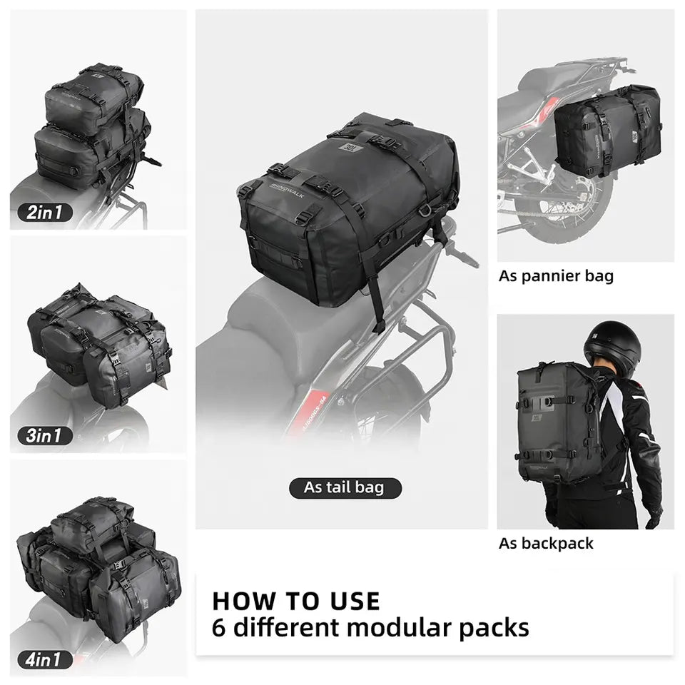 Motorrad-Satteltasche "Rhinowalk" 30 L schwarz, wasserdicht, strapazierfähig