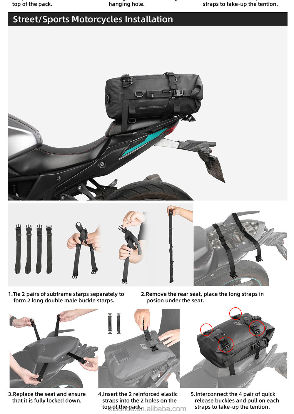 Motorrad-Satteltasche "Rhinowalk" 30 L schwarz, wasserdicht, strapazierfähig