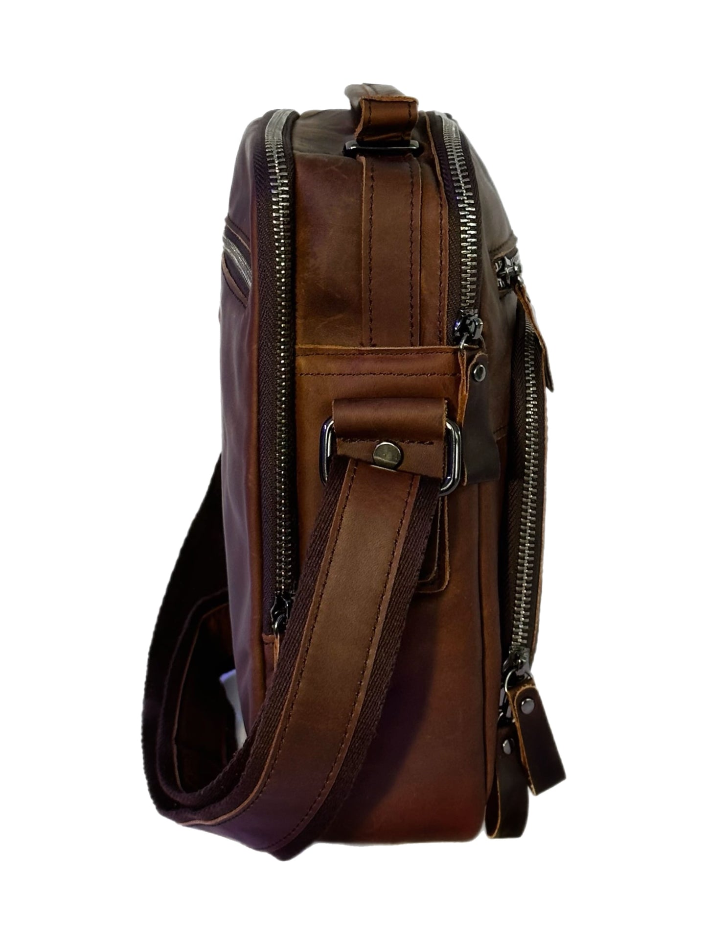 Herren Umhängetasche aus echtem Leder red brown