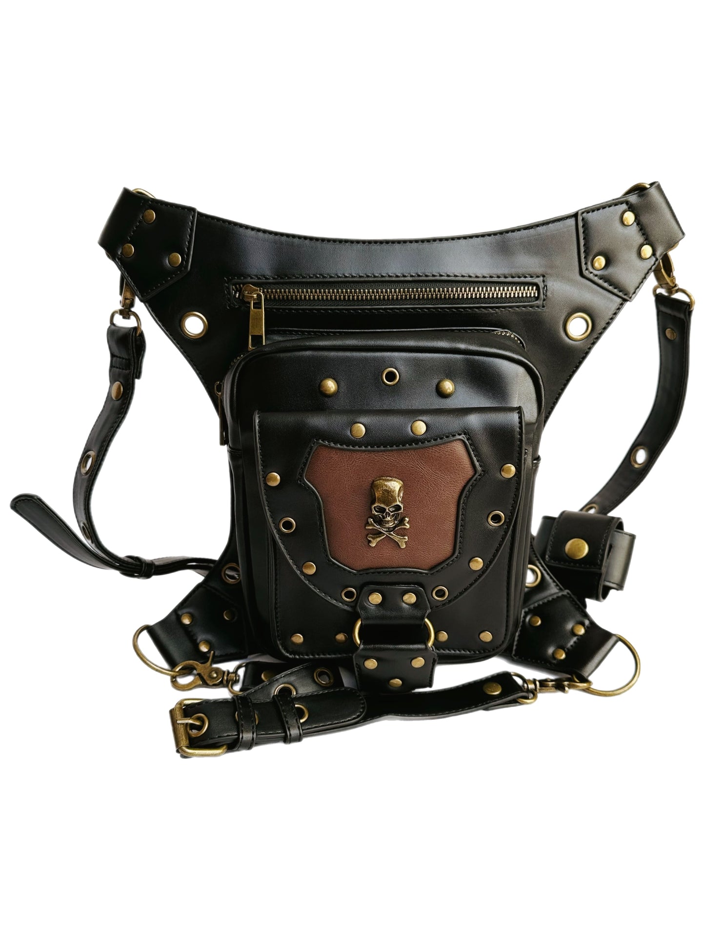 Vielseitige alternative Tasche: Gothic-, Biker & Punk Stil, wandelbar für Hüfte oder Schulter HG 133