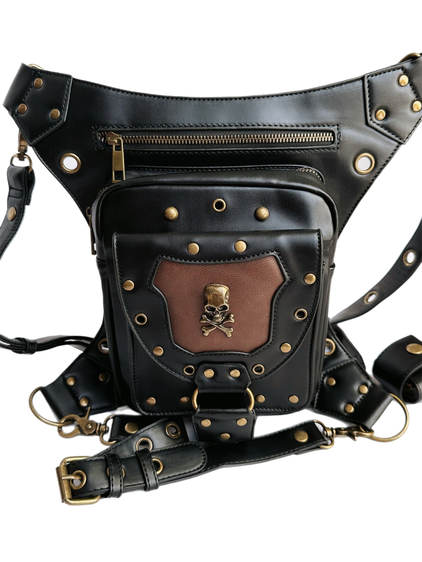 Vielseitige alternative Tasche: Gothic-, Biker & Punk Stil, wandelbar für Hüfte oder Schulter HG 133