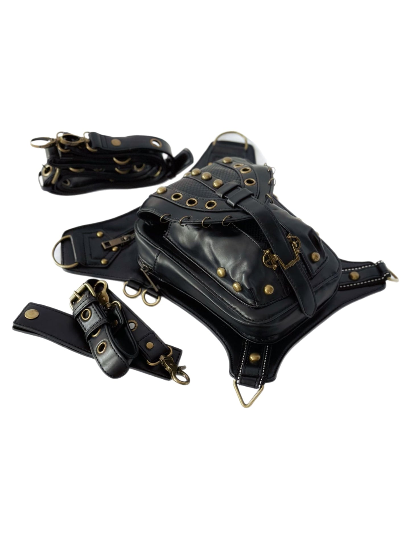Vielseitige alternative Tasche: Gothic-, Biker & Punk Stil, wandelbar für Hüfte oder Schulter HG 137