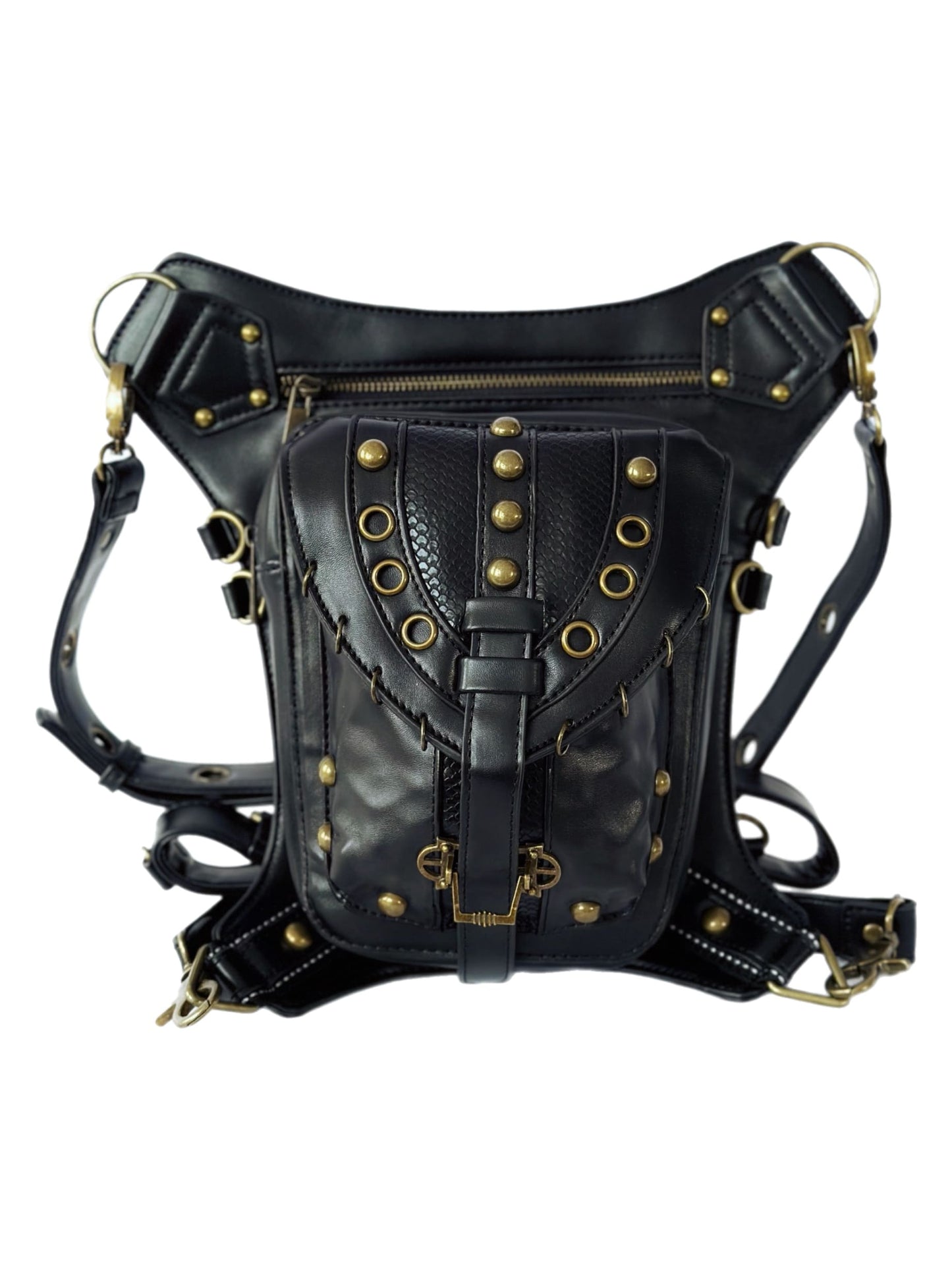 Vielseitige alternative Tasche: Gothic-, Biker & Punk Stil, wandelbar für Hüfte oder Schulter HG 137
