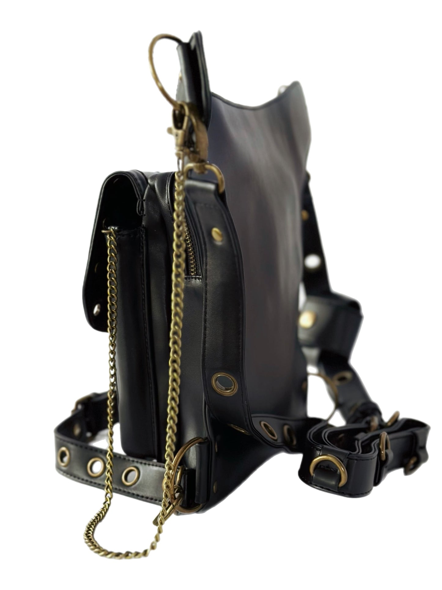 Vielseitige alternative Tasche: Gothic-, Biker & Punk Stil, wandelbar für Hüfte oder Schulter HG 134