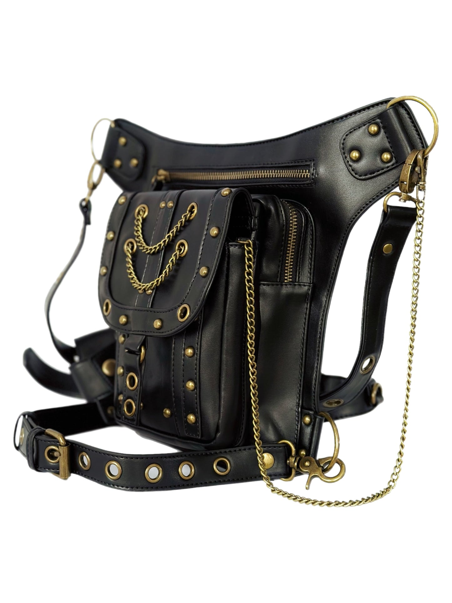 Vielseitige alternative Tasche: Gothic-, Biker & Punk Stil, wandelbar für Hüfte oder Schulter HG 134