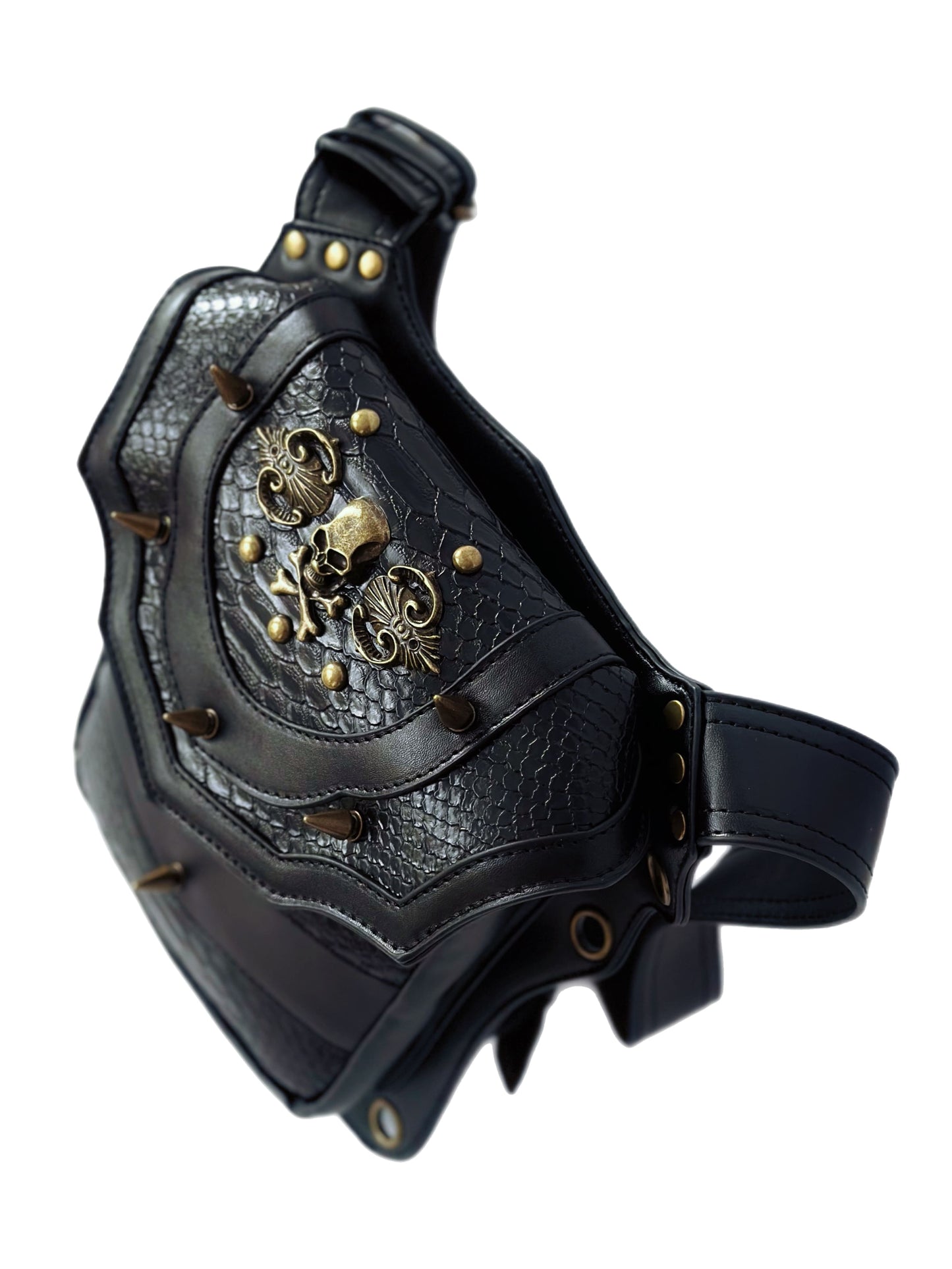 Vielseitige alternative Tasche: Gothic-, Biker & Punk Stil, wandelbar für Hüfte oder Schulter HG 139