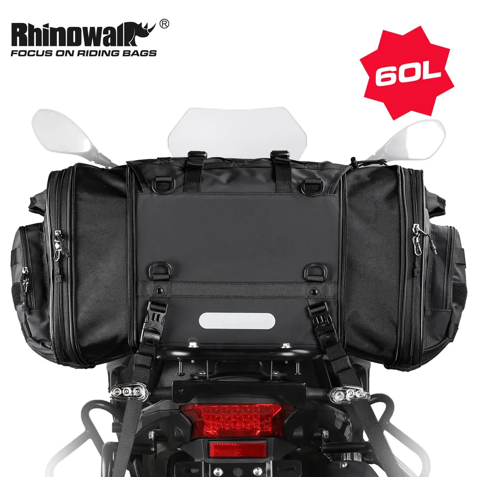 Motorrad Satteltasche "Rhinowalk" mit variable Größe 40 - 60 L für Motorradfahrer