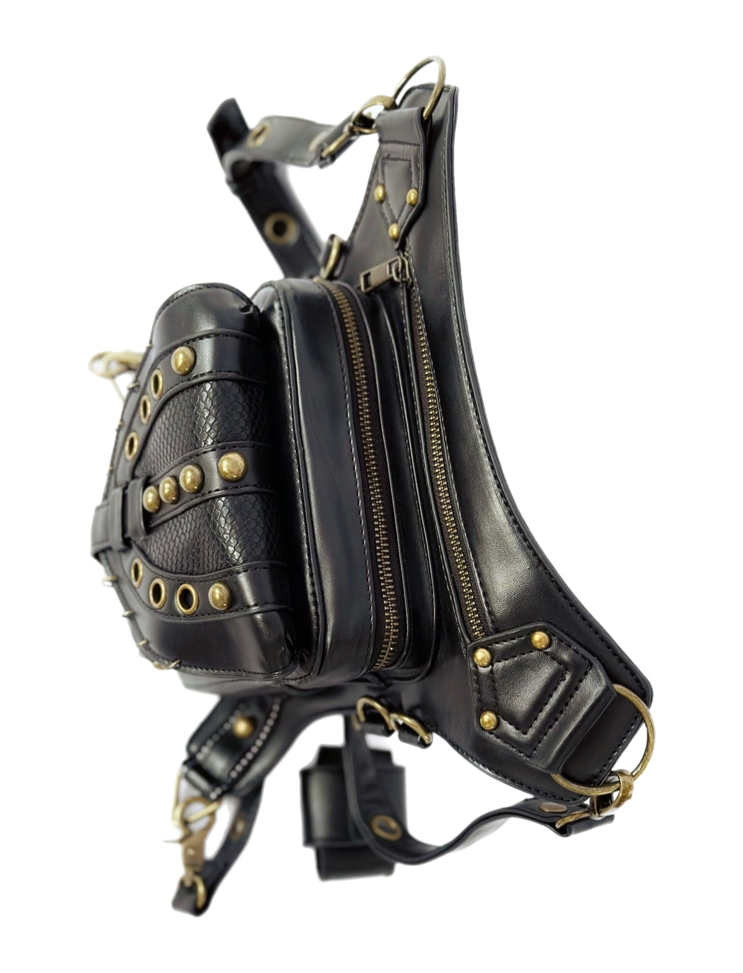 Vielseitige alternative Tasche: Gothic-, Biker & Punk Stil, wandelbar für Hüfte oder Schulter HG 137