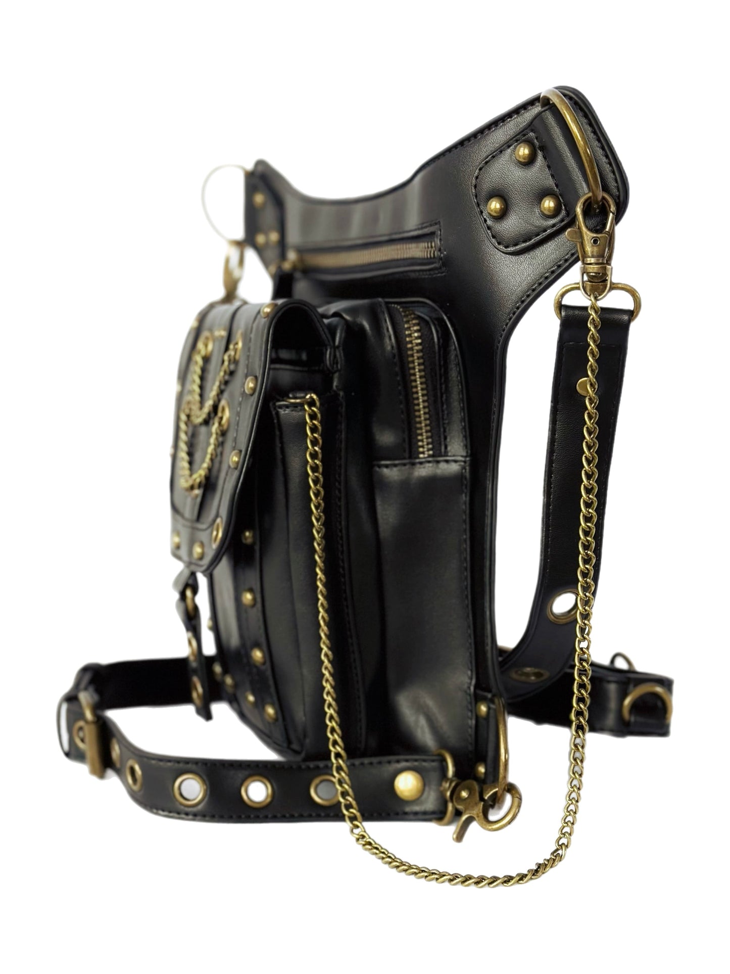 Vielseitige alternative Tasche: Gothic-, Biker & Punk Stil, wandelbar für Hüfte oder Schulter HG 134