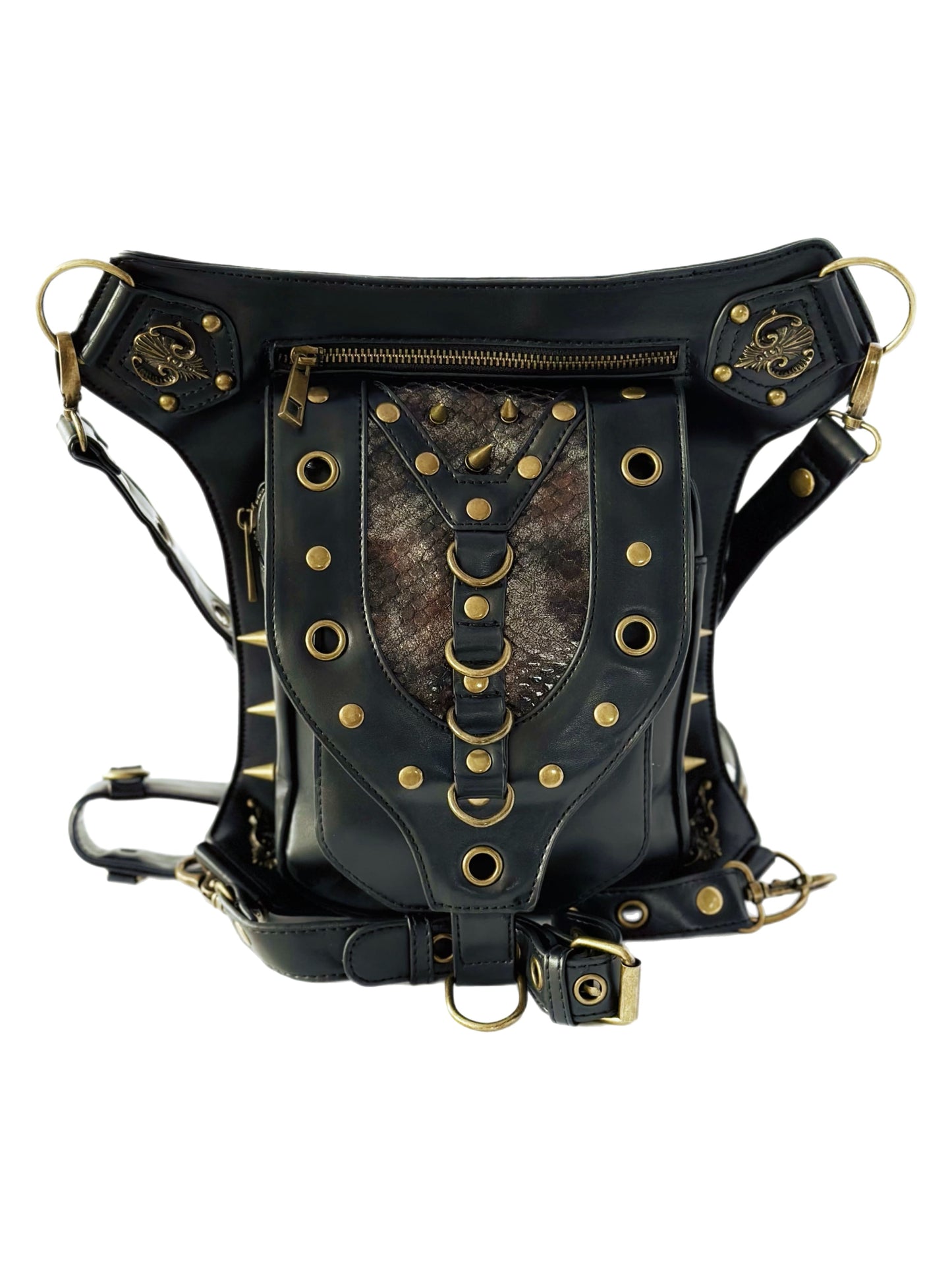 Vielseitige alternative Tasche: Gothic-, Biker & Punk Stil, wandelbar für Hüfte oder Schulter HG 138