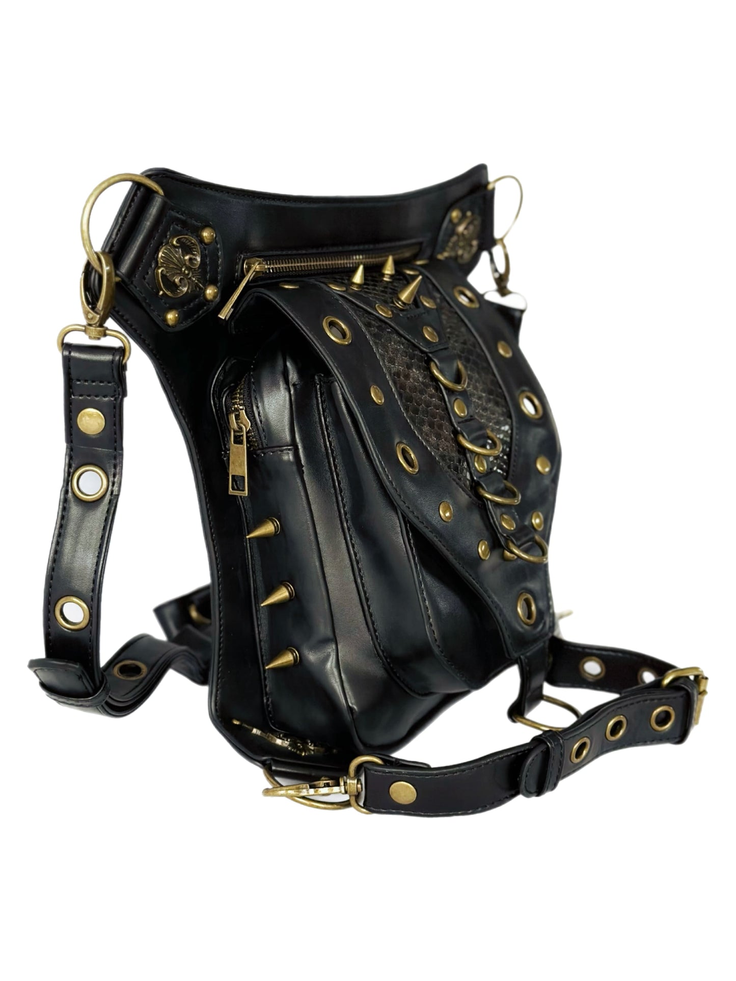 Vielseitige alternative Tasche: Gothic-, Biker & Punk Stil, wandelbar für Hüfte oder Schulter HG 138