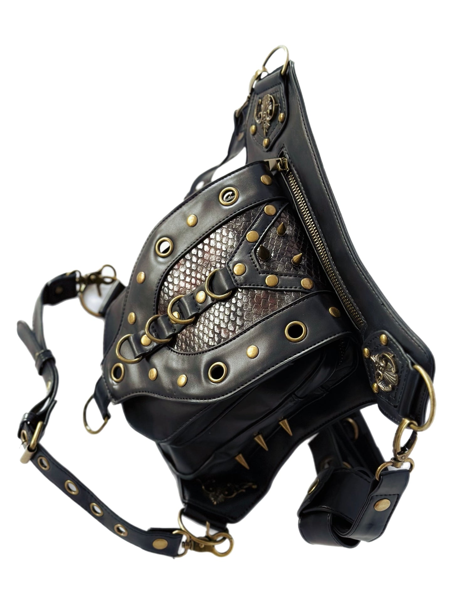 Vielseitige alternative Tasche: Gothic-, Biker & Punk Stil, wandelbar für Hüfte oder Schulter HG 138