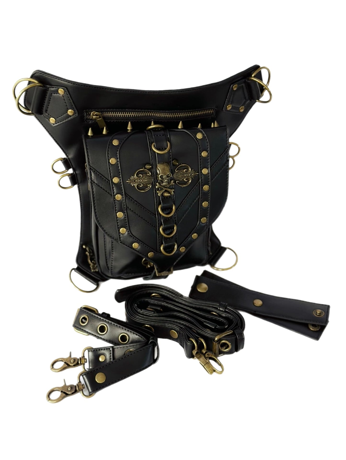 Vielseitige alternative Tasche: Gothic-, Biker & Punk Stil, wandelbar für Hüfte oder Schulter HG 131