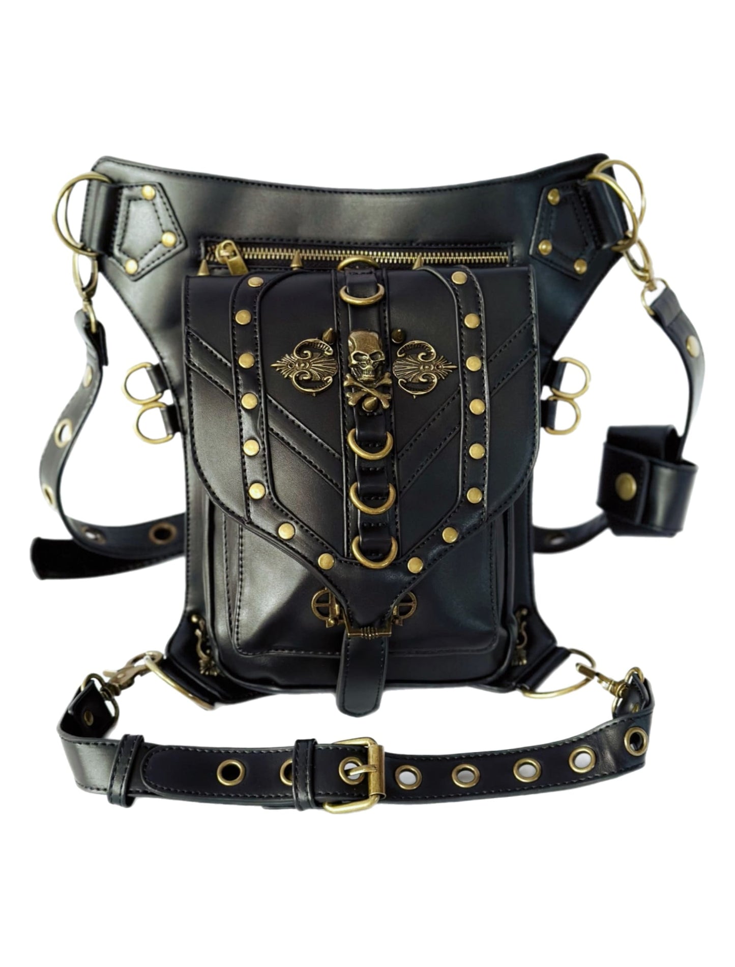 Vielseitige alternative Tasche: Gothic-, Biker & Punk Stil, wandelbar für Hüfte oder Schulter HG 131