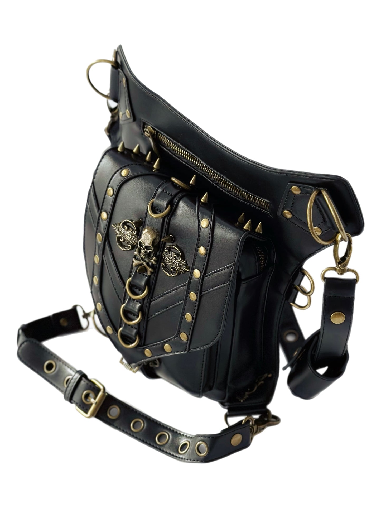 Vielseitige alternative Tasche: Gothic-, Biker & Punk Stil, wandelbar für Hüfte oder Schulter HG 131