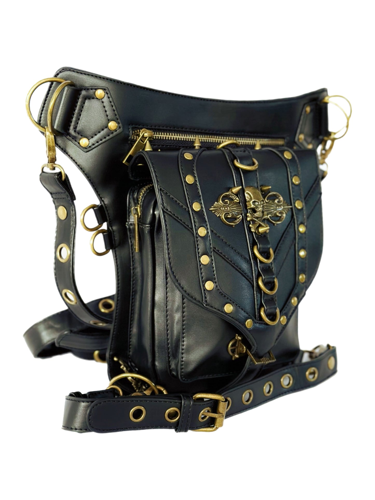 Vielseitige alternative Tasche: Gothic-, Biker & Punk Stil, wandelbar für Hüfte oder Schulter HG 131