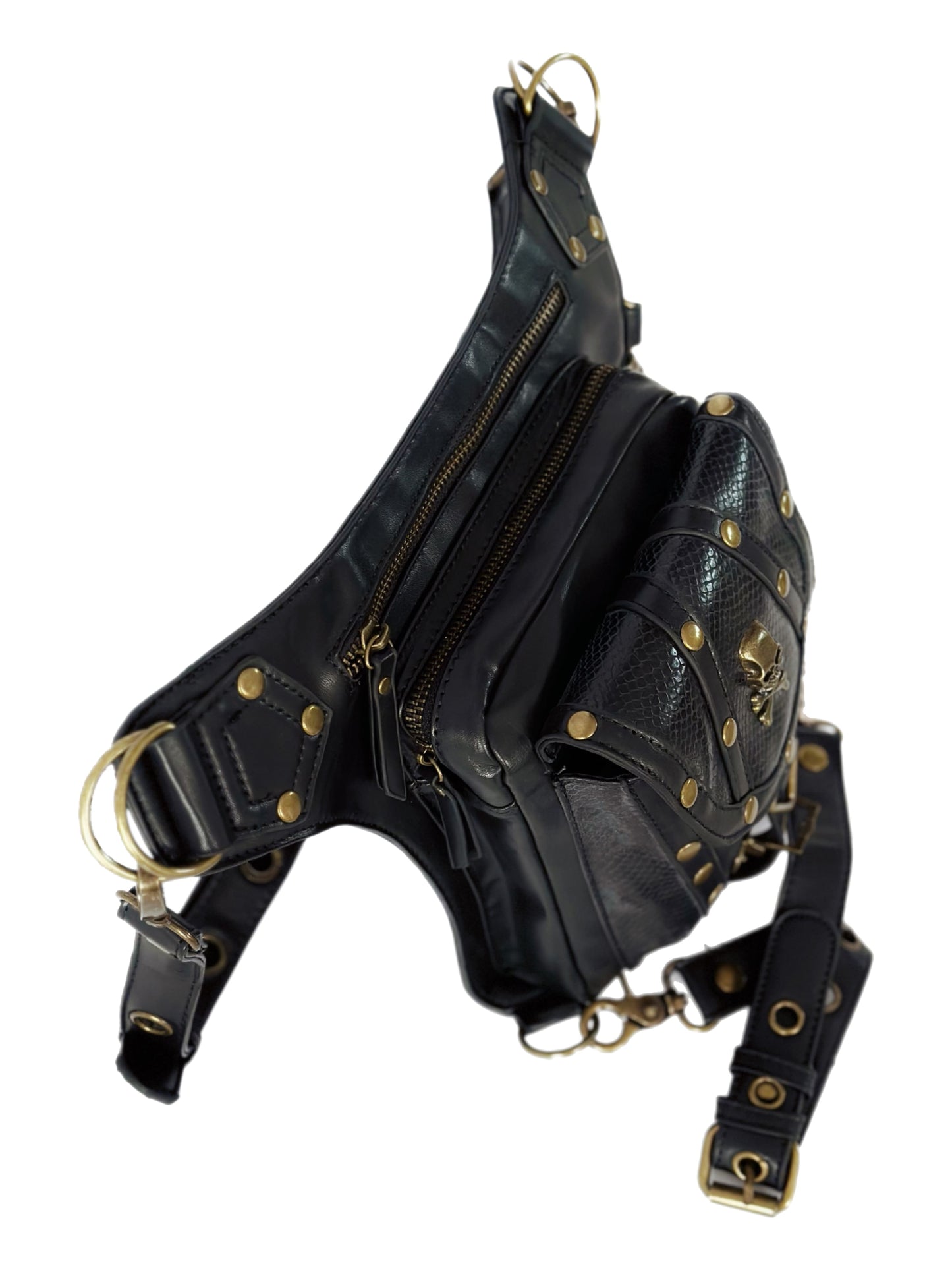 Vielseitige alternative Tasche: Gothic-, Biker & Punk Stil, wandelbar für Hüfte oder Schulter HG 132