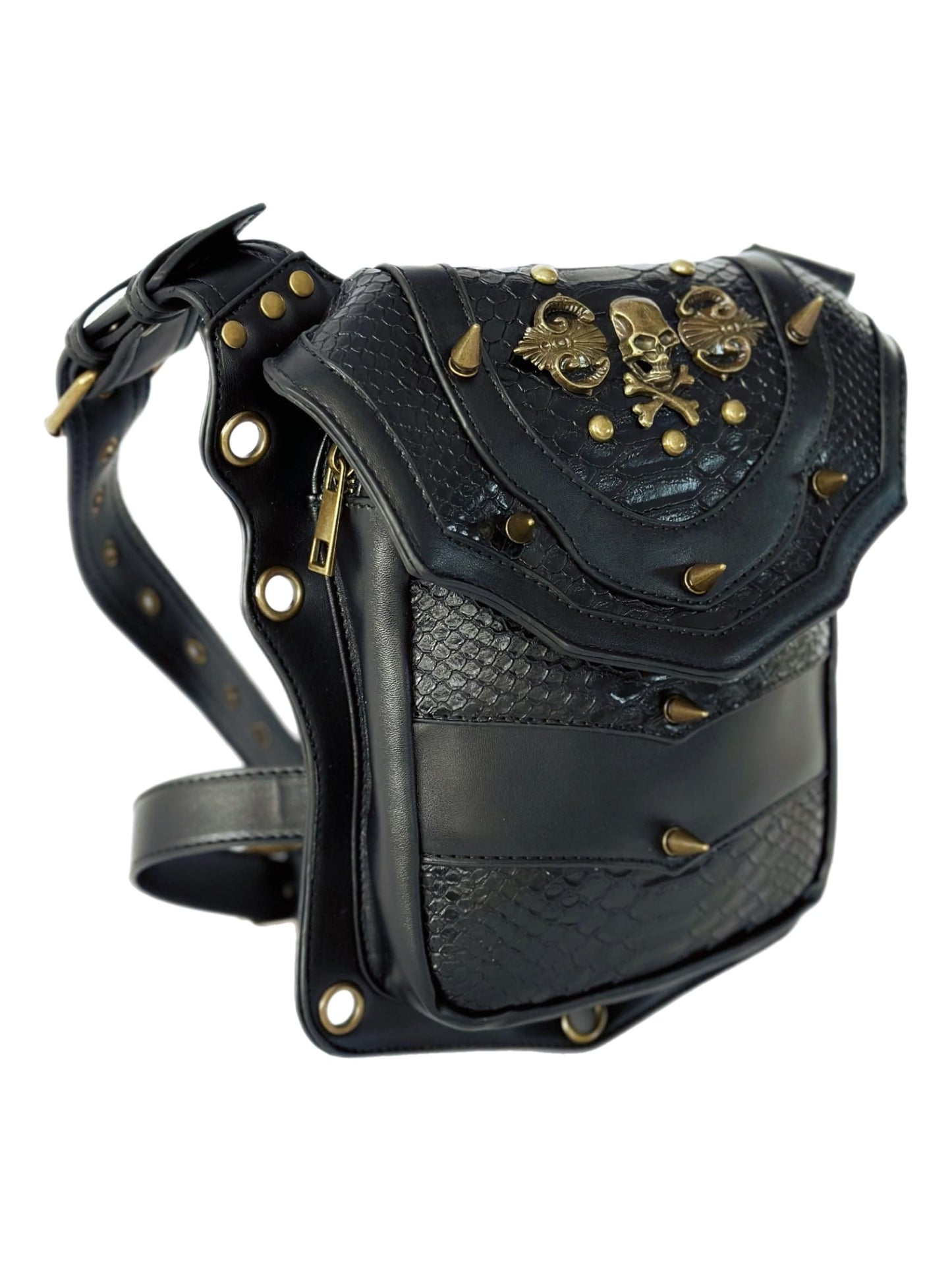 Vielseitige alternative Tasche: Gothic-, Biker & Punk Stil, wandelbar für Hüfte oder Schulter HG 139